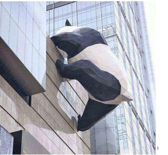 Le grand art de jardin de panda extérieur sculpte le vernis de cuisson d'acier inoxydable 0