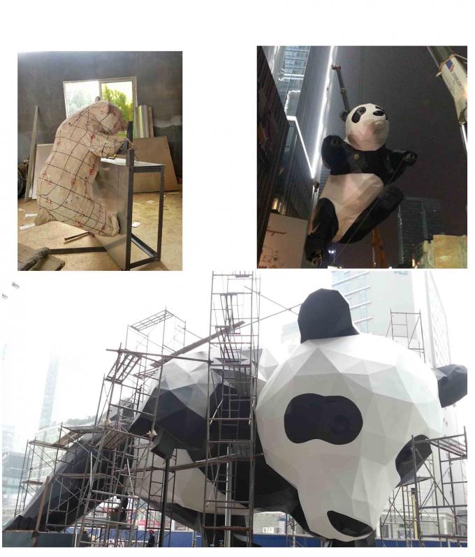Le grand art de jardin de panda extérieur sculpte le vernis de cuisson d'acier inoxydable 1