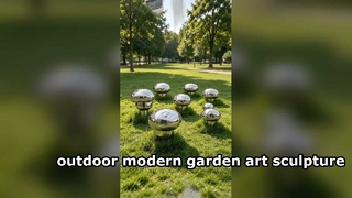 Ce groupe de sculptures de champignons en miroir intégrées à la loi ajoute une ambiance artistique moderne