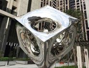 Décoration fortement polie contemporaine de plaza de cube en lumière de sculpture en acier inoxydable