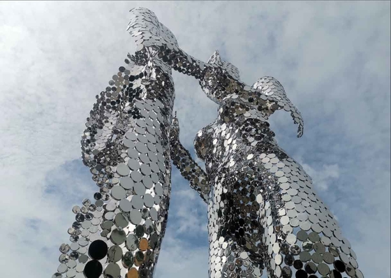 Grande sculpture extérieure en acier inoxydable de résumé pour la décoration publique